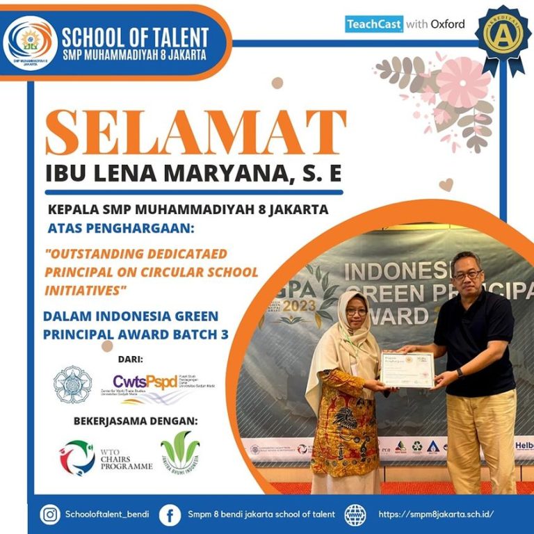 Selamat Atas Penghargaan Ibu Lena Maryana (Kepala SMPM8 Jakarta)